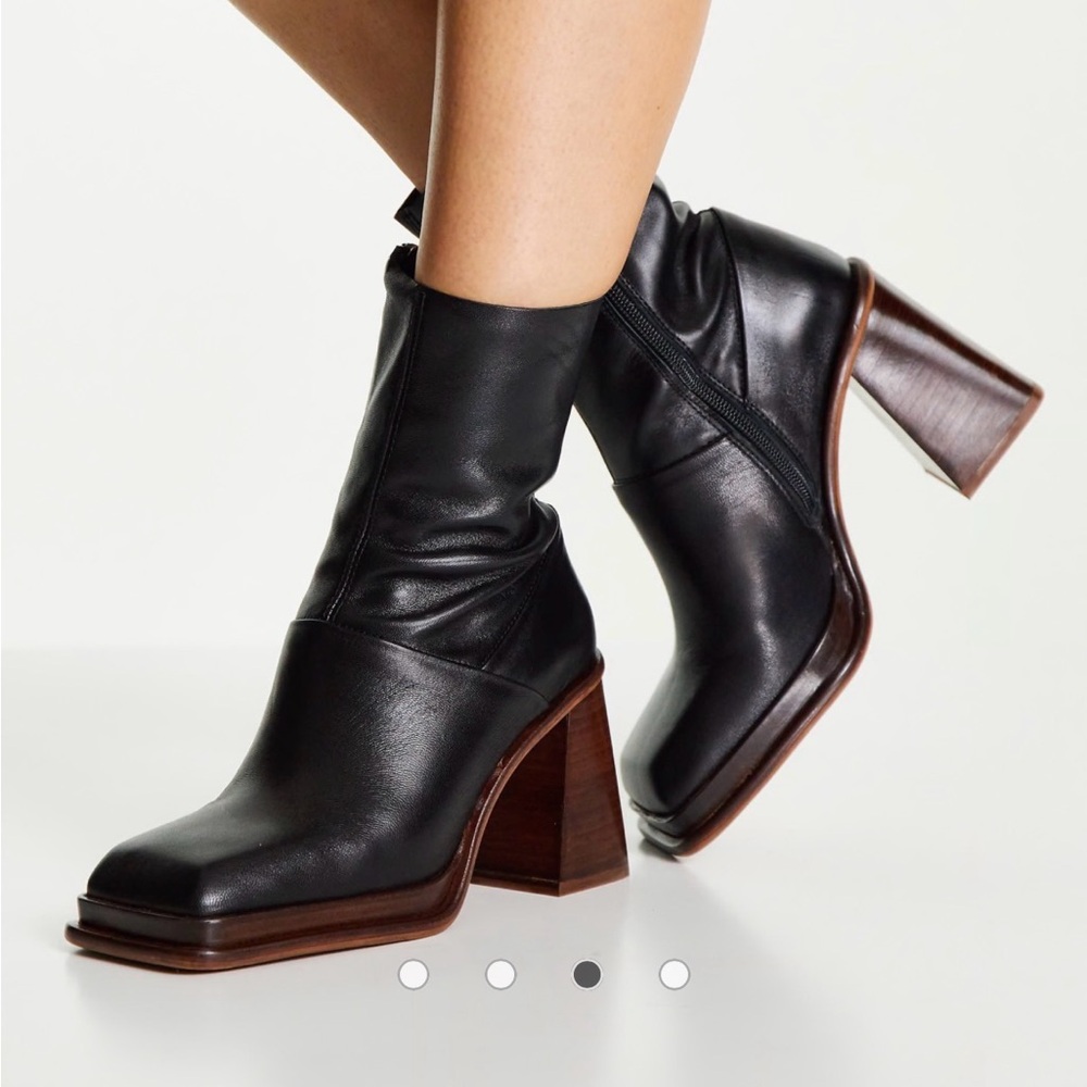 ASOS Black Leather Heeled Boots